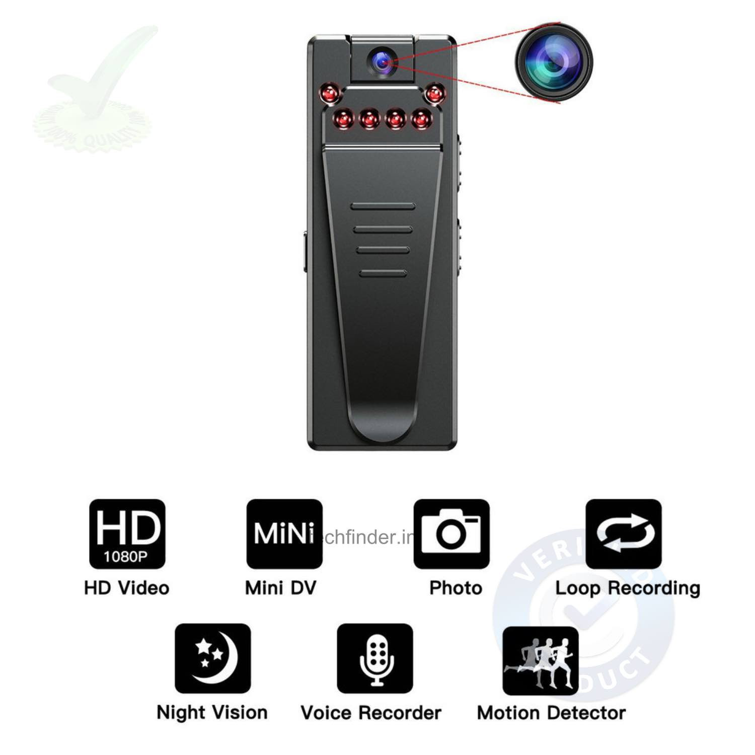4K FHD High Resolution Wearable Mini Hidden Spy Camera